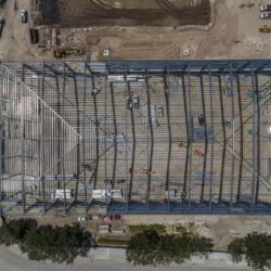 Frame and skeletal structure of Miami Dolphins training center.